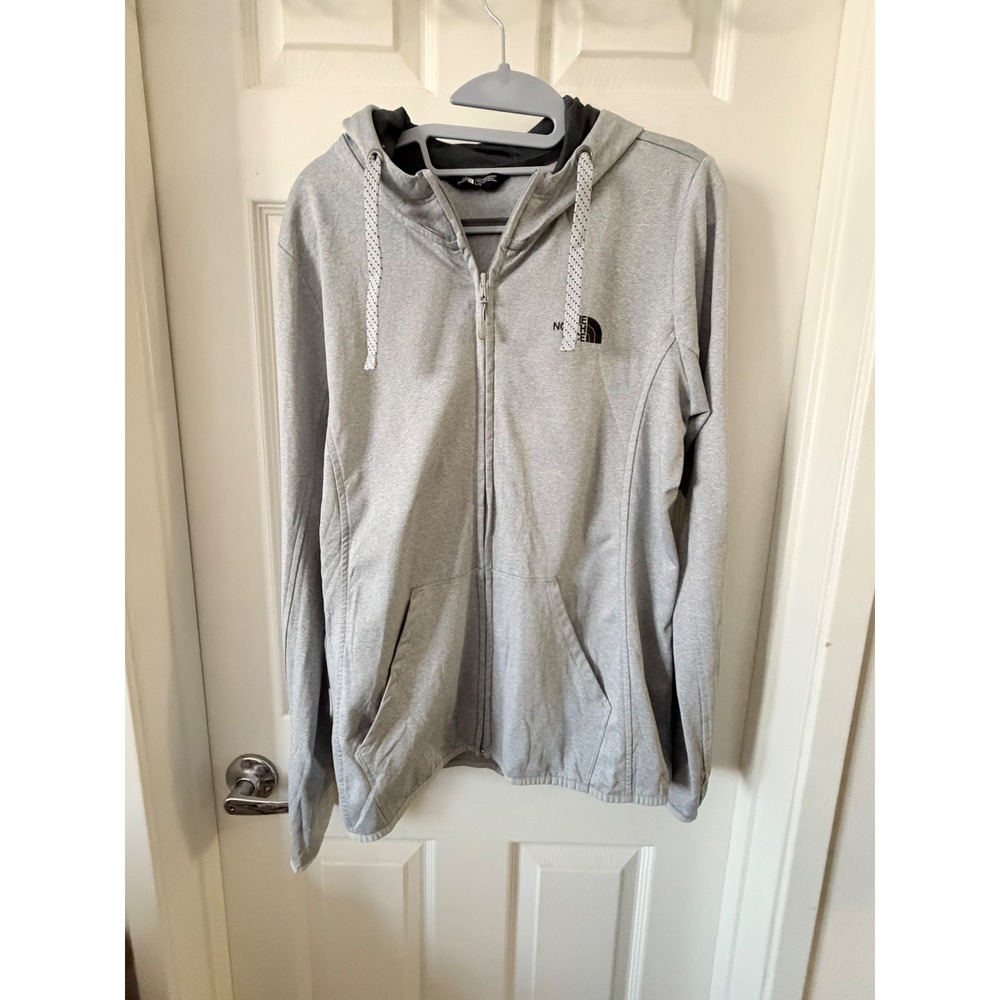 The North Face Mens Gray Full Zip Hoodie Sweatshirt Large Heathered Grey‎ L